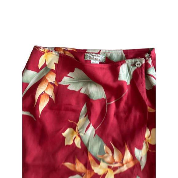 TOMMY BAHAMA 100% Silk Floral Hawaiian Print Wrap Skirt Size 2 - Picture 6 of 8